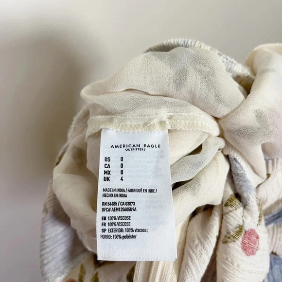 American Eagle White  Floral Wrap Front Wide Leg Jumpsuit - Picture 9 of 14